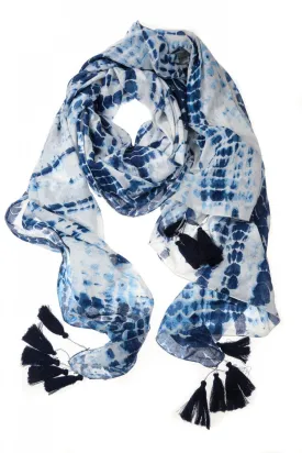 Blue Navy St Kilda Tassel Scarf & Sarong