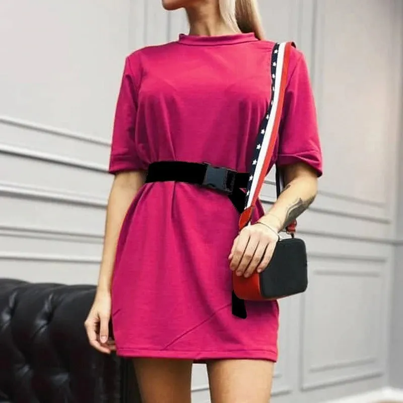 Casual Solid Including Belt Solid Color Home Loose Leisure Summer Dress