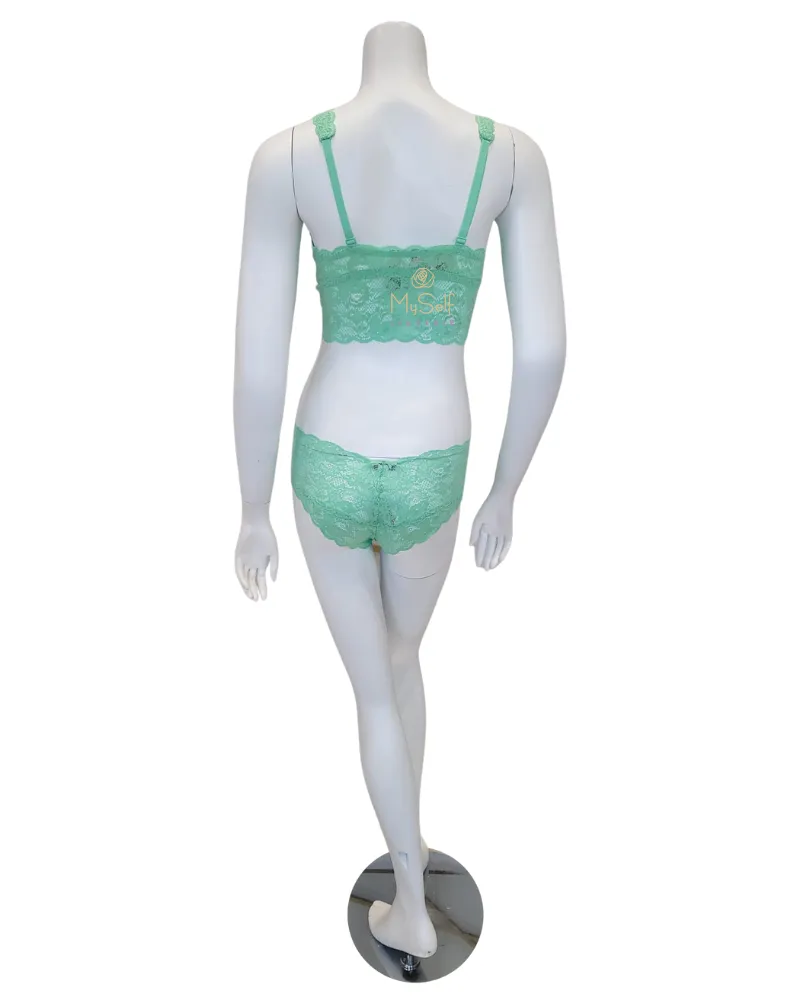 Cosabella Ghana Green Lace Bralette & Short Set