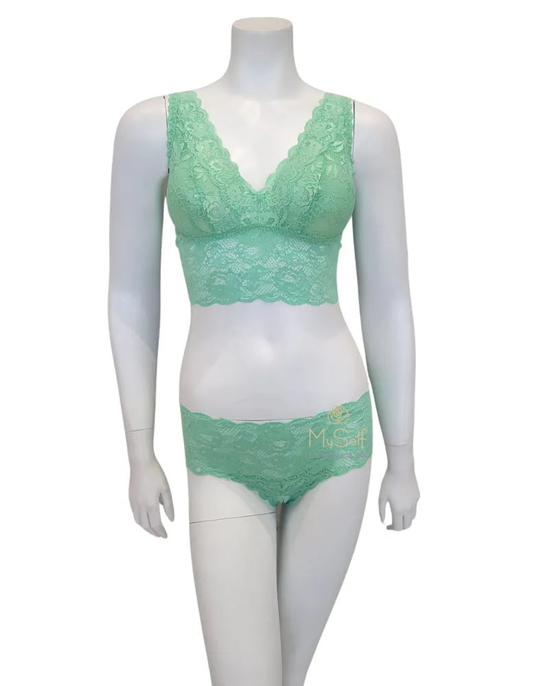 Cosabella Ghana Green Lace Bralette & Short Set