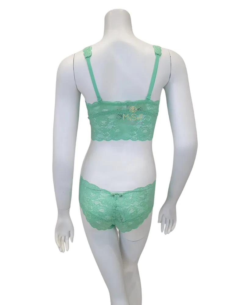 Cosabella Ghana Green Lace Bralette & Short Set