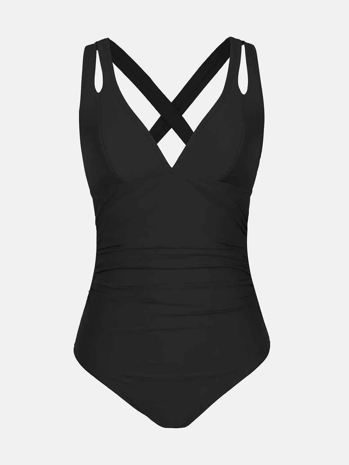 CUPSHE Women's One Piece Swimsuit Tummy Control Deep V Neck Double Straps Crisscross Back Tie Bathing Suit