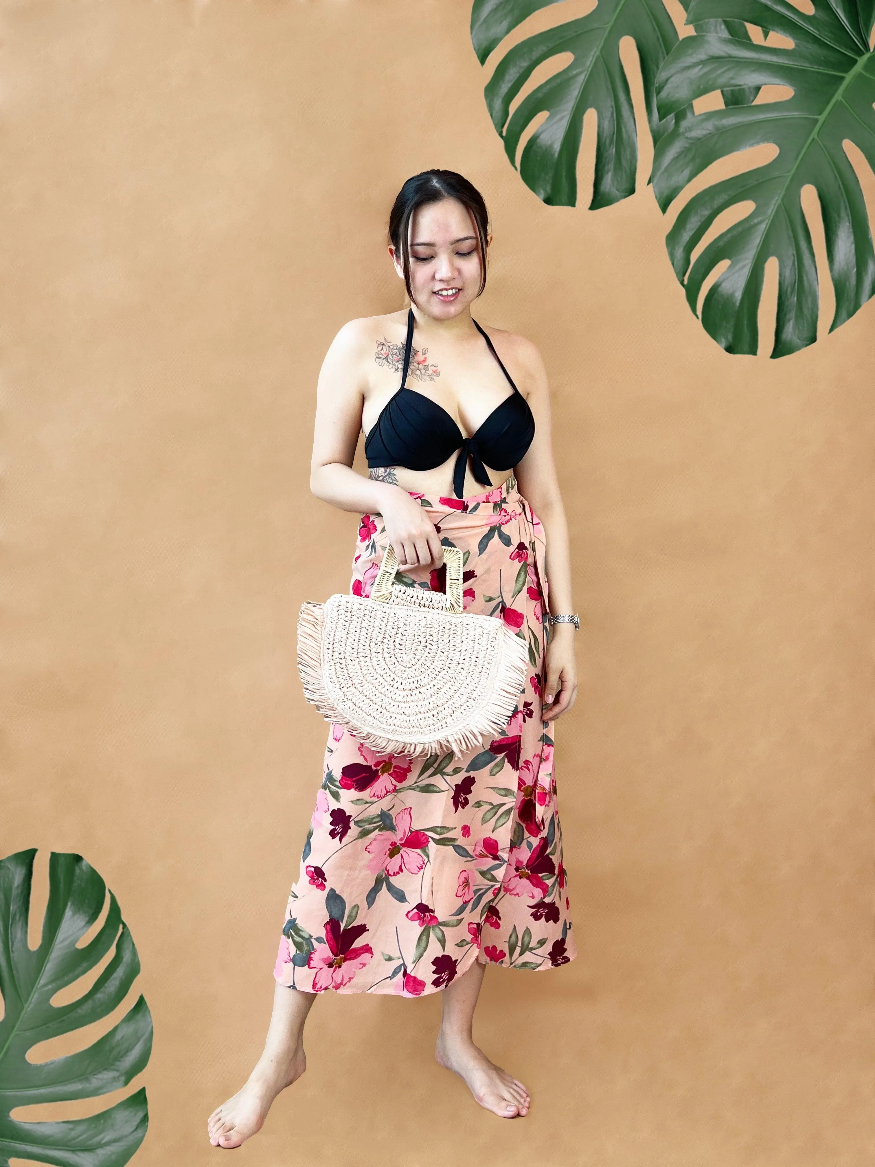 Galia Tropical Convertible Beach Sarong in Pink