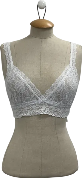 Hanky Panky White Signature Soft Lace Crossover Bralette UK S