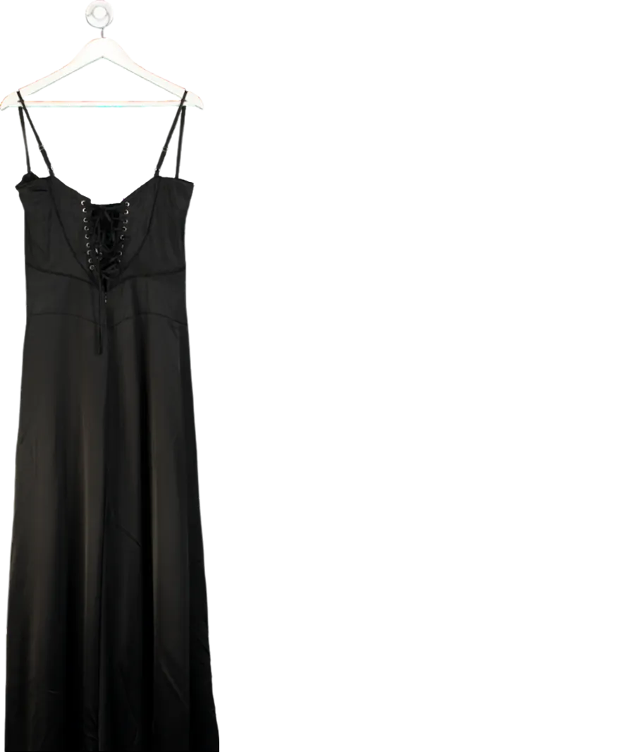 House of CB Black Anabella Satin Maxi Dress Plus Cup UK L