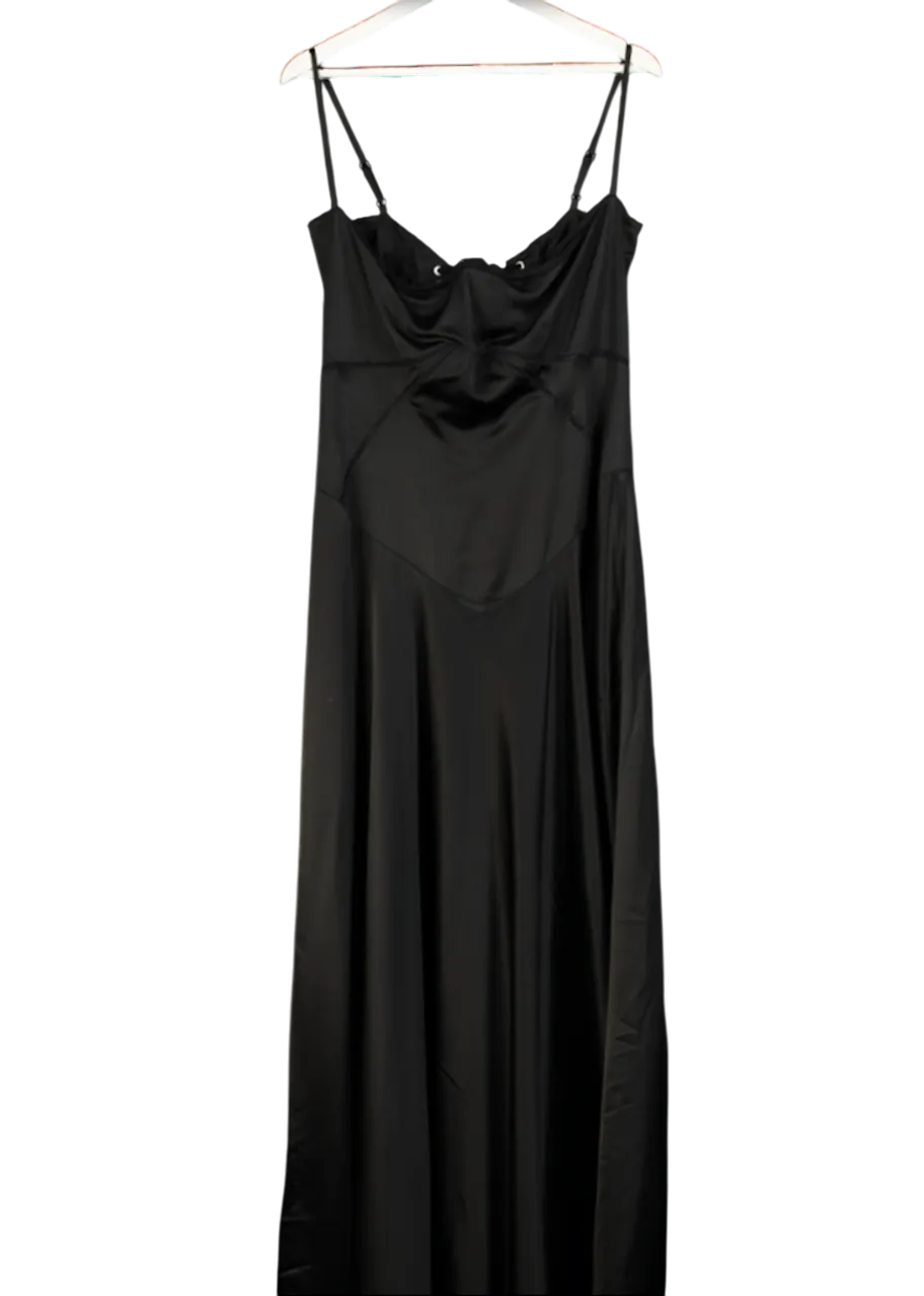 House of CB Black Anabella Satin Maxi Dress Plus Cup UK L