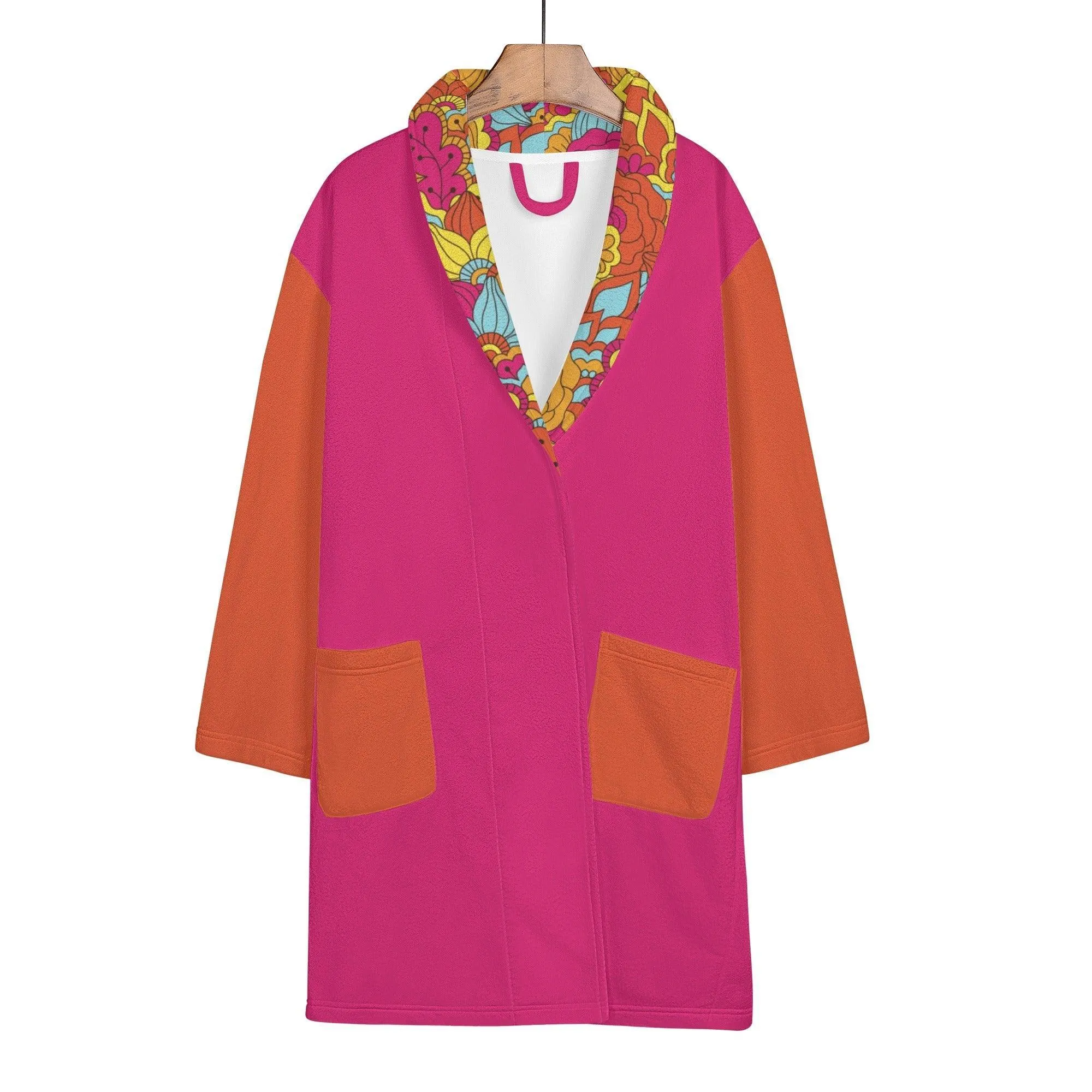 Inela Color Block Lightweight Short Bathrobe