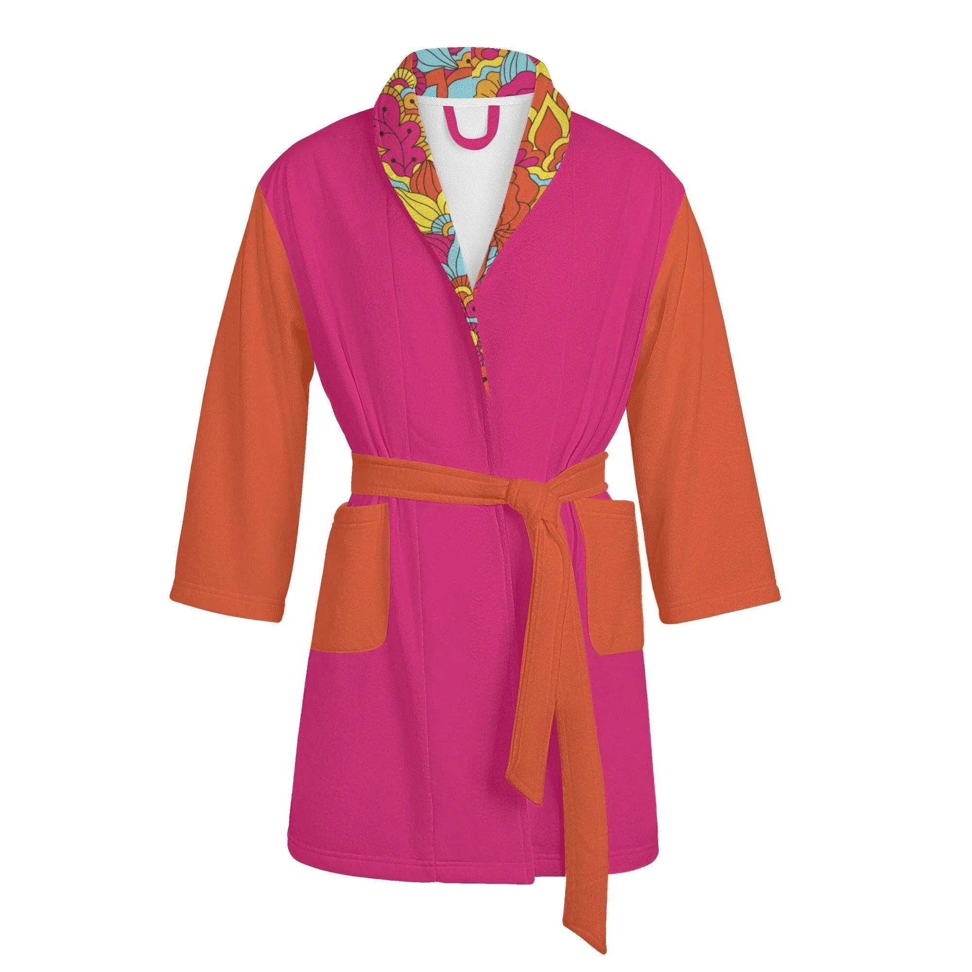 Inela Color Block Lightweight Short Bathrobe