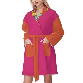 Inela Color Block Lightweight Short Bathrobe