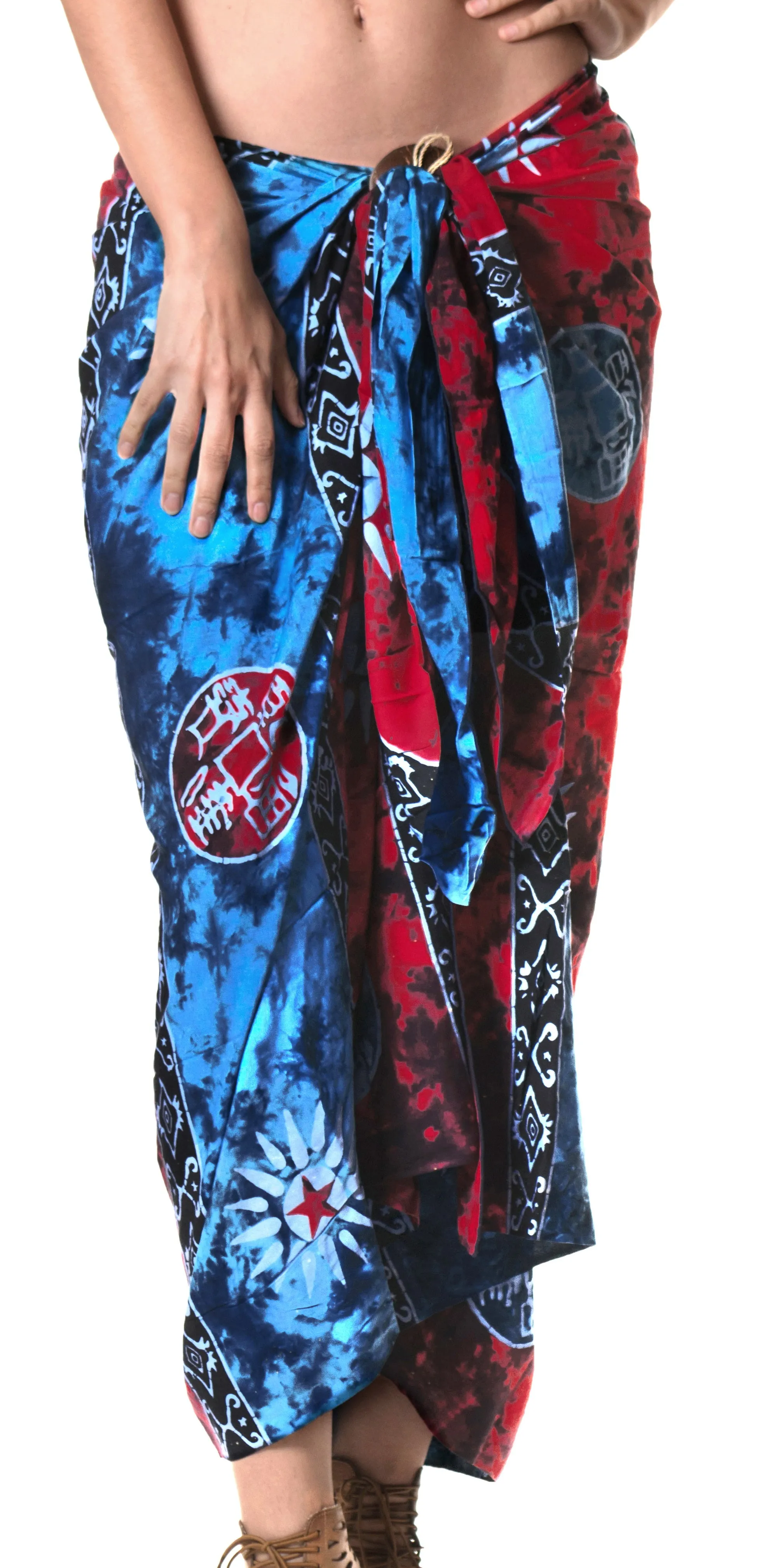 LA LEELA Beach Bikini Suit Sarong Bikini Cover up Printed 78"X43" Royal Blue_4435