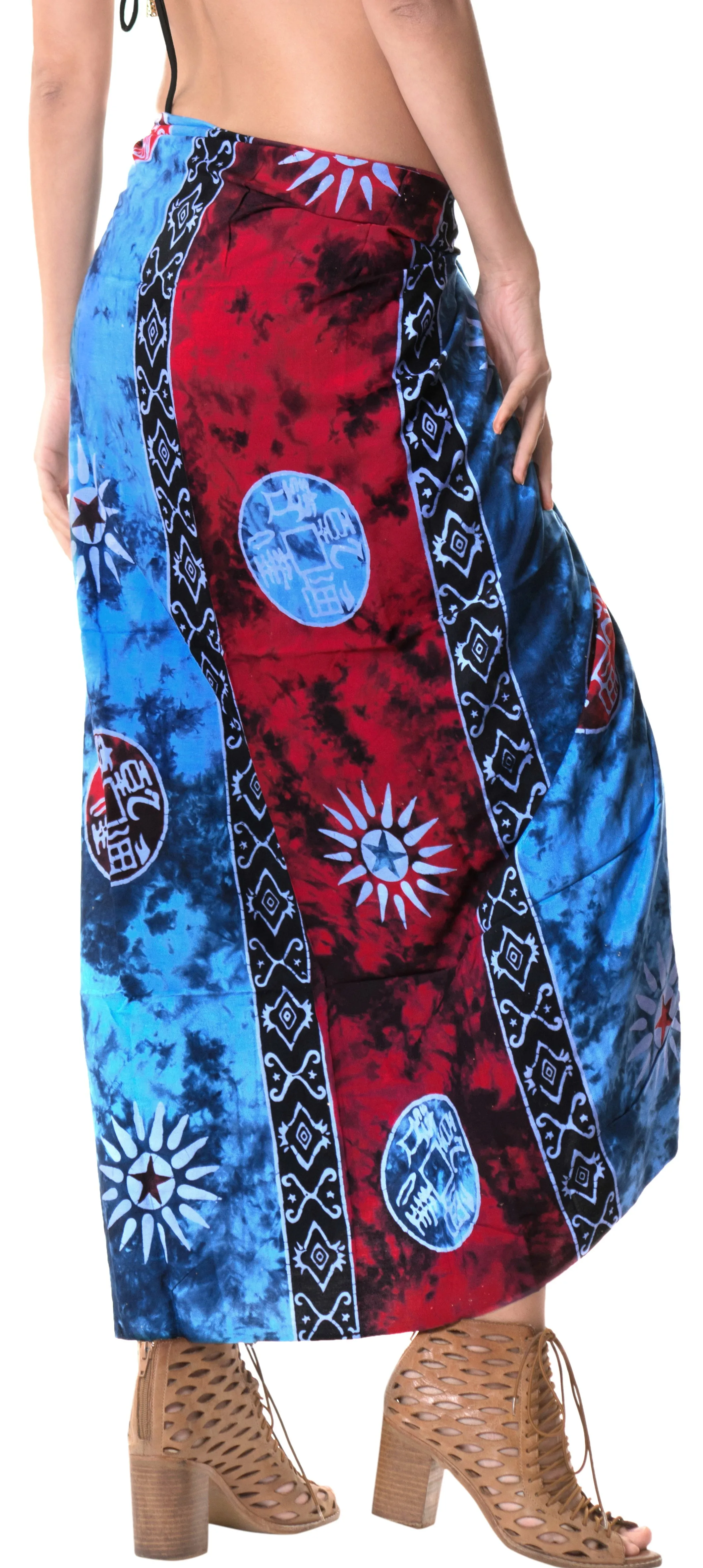 LA LEELA Beach Bikini Suit Sarong Bikini Cover up Printed 78"X43" Royal Blue_4435