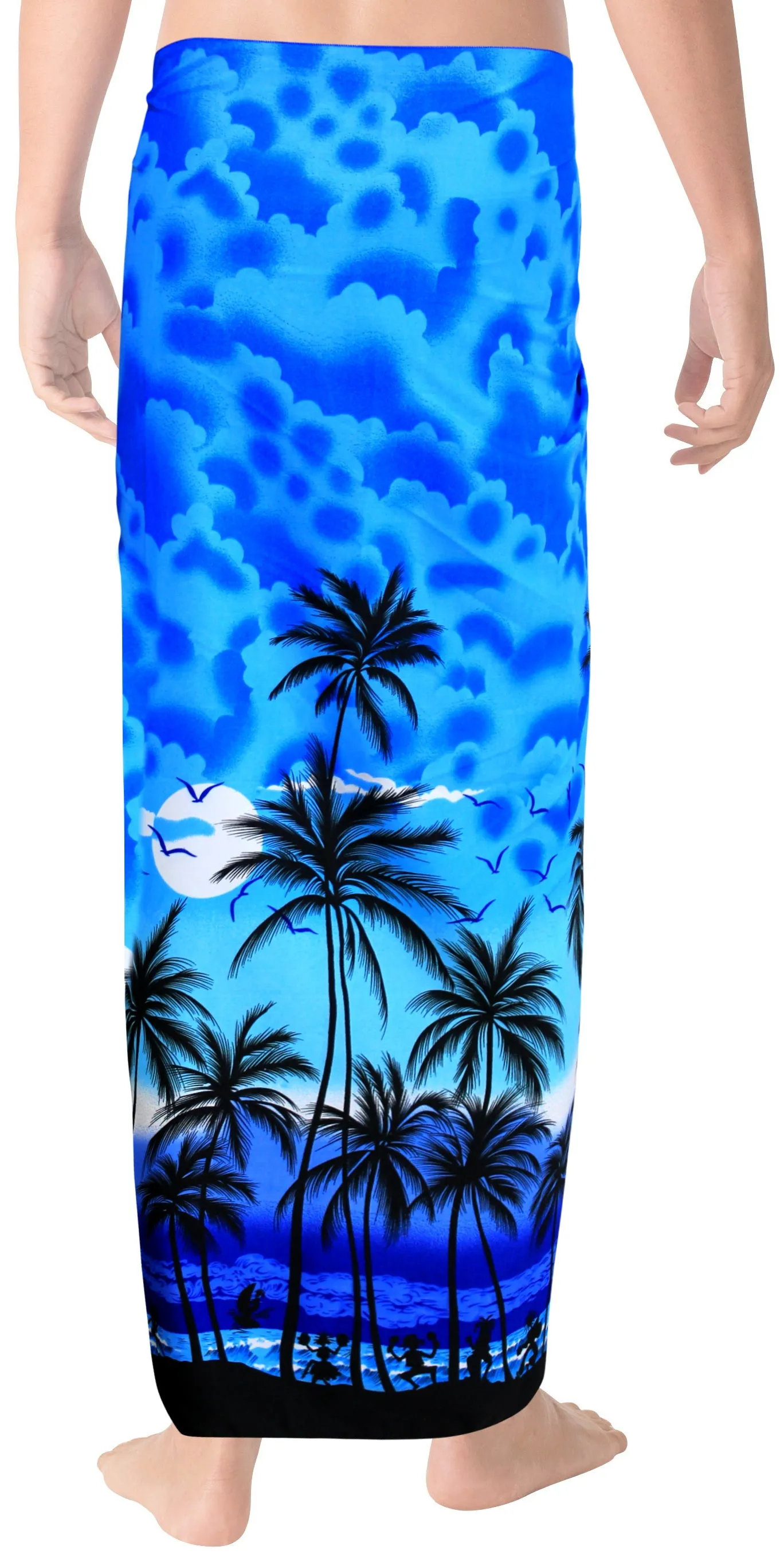 LA LEELA Men Sarong Soft Light Printed Swimwear Resort Pareo Boys Wrap 72"X42" Blue_3078