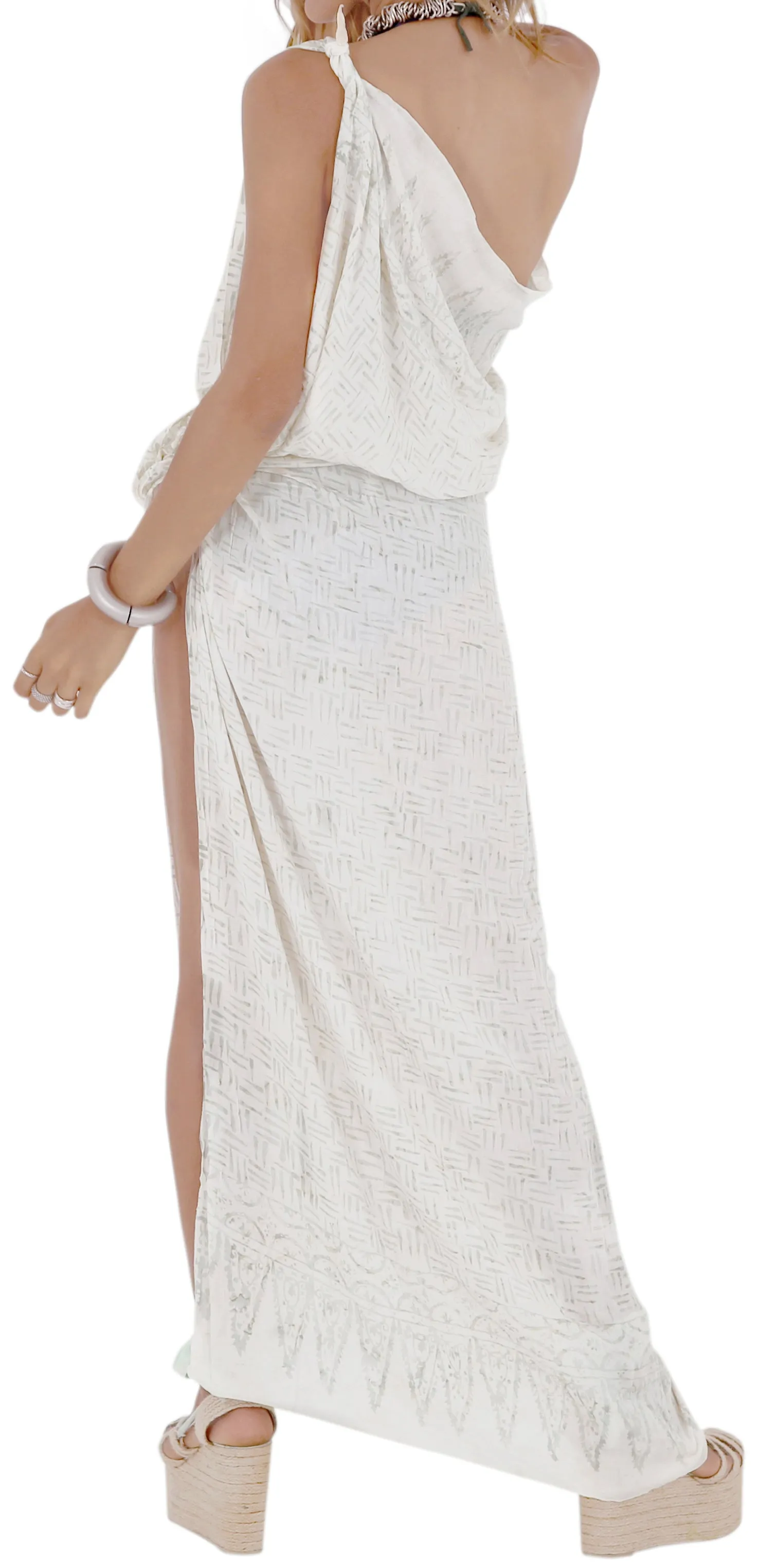 LA LEELA Rayon Bikini Suit Cover Up Sarong Cover up Printed 78"X43" White_4428