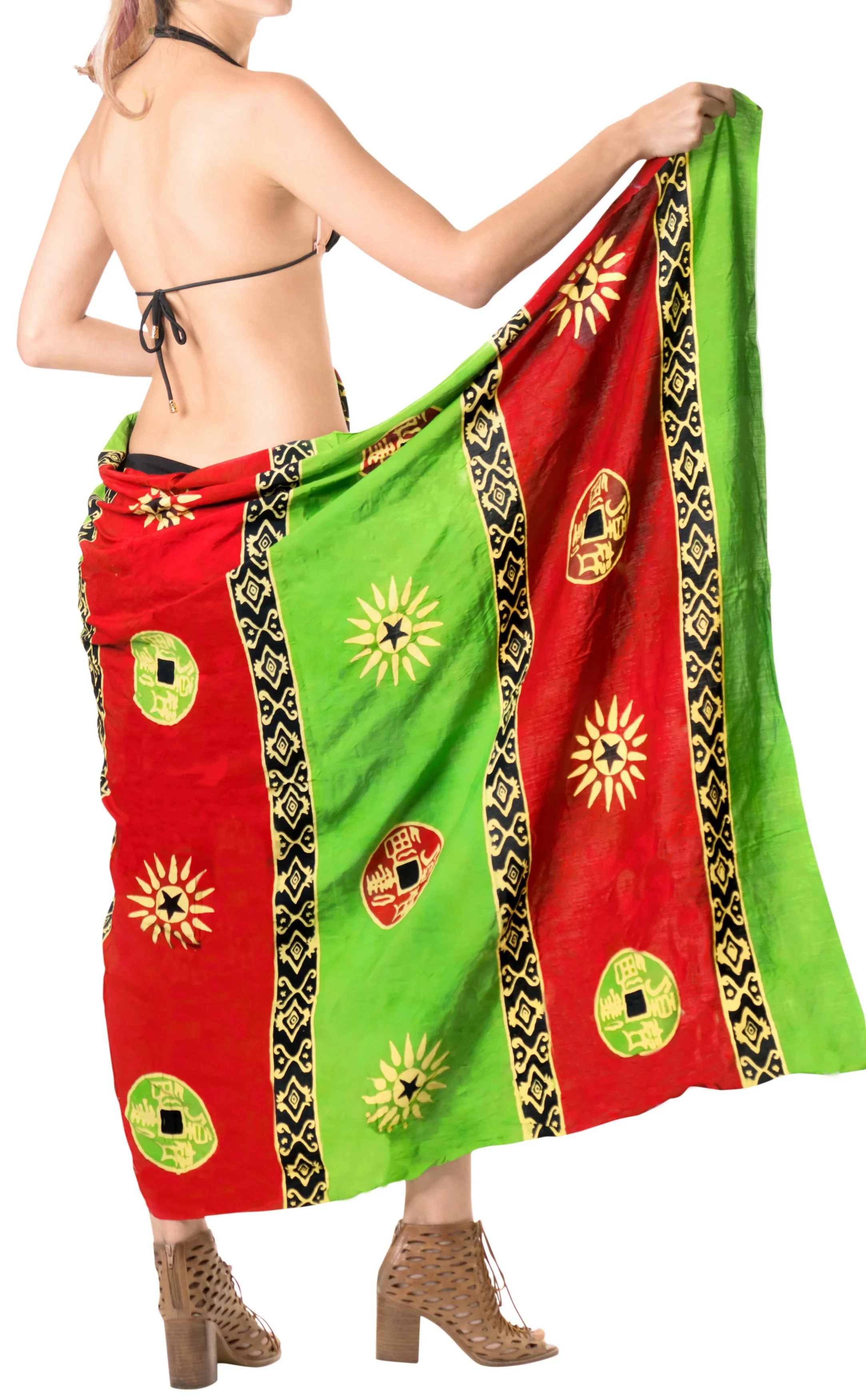 LA LEELA Scarf Deal Beach Dress Women Sarong Printed 78"X43" Maroon_4436