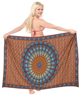 La Leela Soft Light Hawaiian Bathing Suit Girls Sarong Digital 78"X39" Red_3294