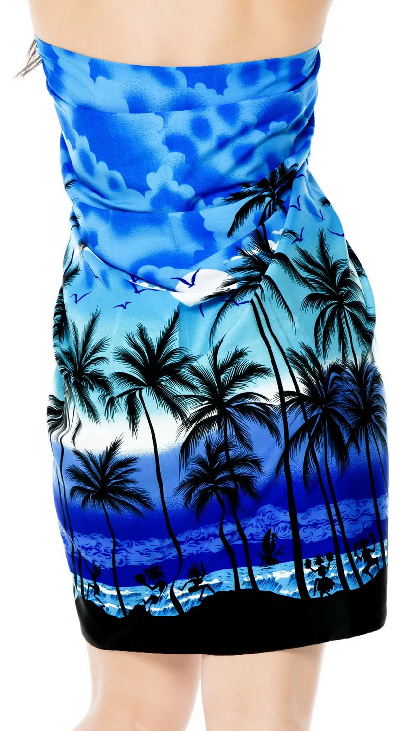 La Leela Swimwear Soft Light Wrap Pareo Suit Women Swimsuit Sarong Printed 78"X42" Blue_6688