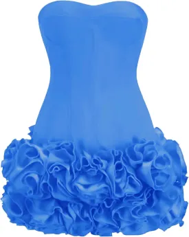 Layered Ruffle Edge Cocktail Party Dresses Sexy Strapless Homecoming Dresses Off Shoulder Satin Bodycon Mini Dresses