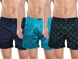 Navy Green Black Cotton Premium 3 Boxers Combo