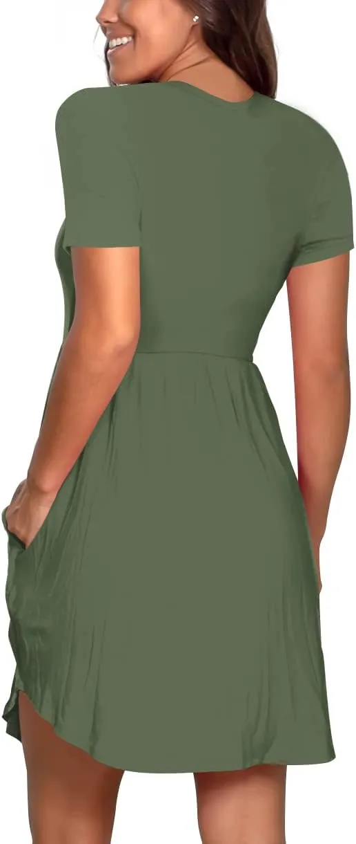 Nova In Sky Women's 2025 Casual Dresses Short Sleeve Summer Dress Loose Fit Sundress with Pockets
