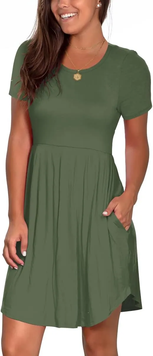 Nova In Sky Women's 2025 Casual Dresses Short Sleeve Summer Dress Loose Fit Sundress with Pockets