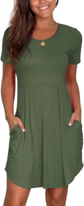 Nova In Sky Women's 2025 Casual Dresses Short Sleeve Summer Dress Loose Fit Sundress with Pockets