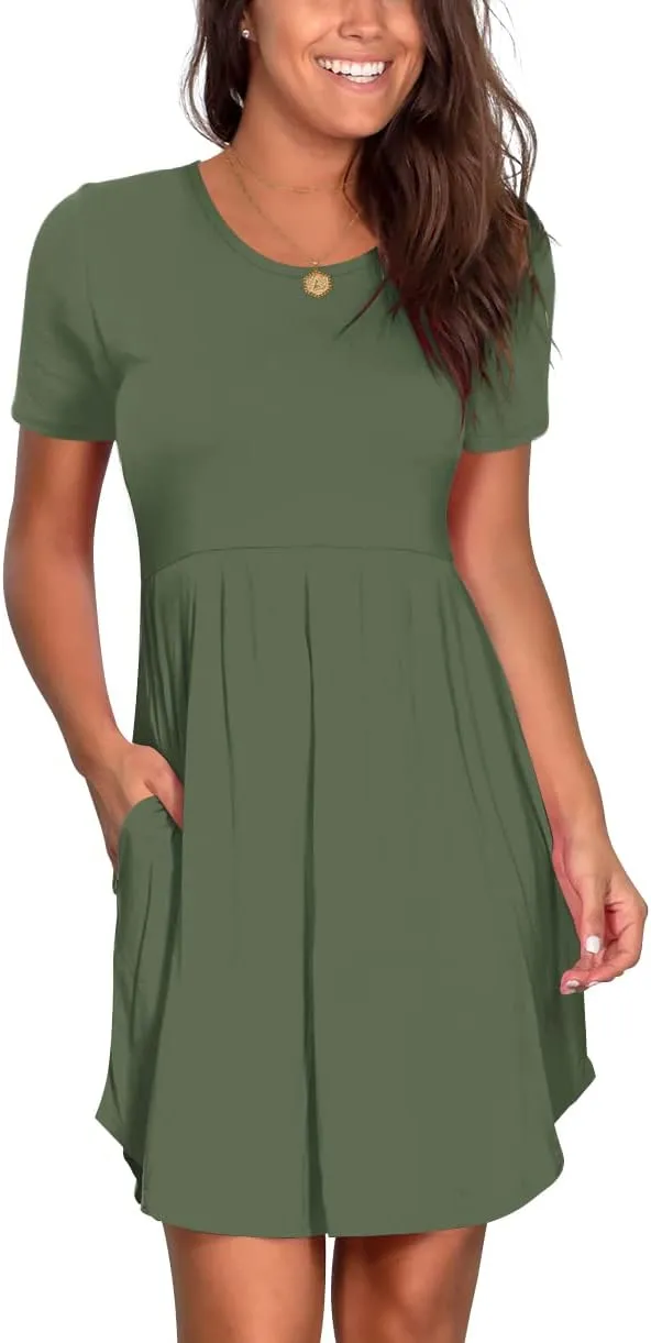 Nova In Sky Women's 2025 Casual Dresses Short Sleeve Summer Dress Loose Fit Sundress with Pockets