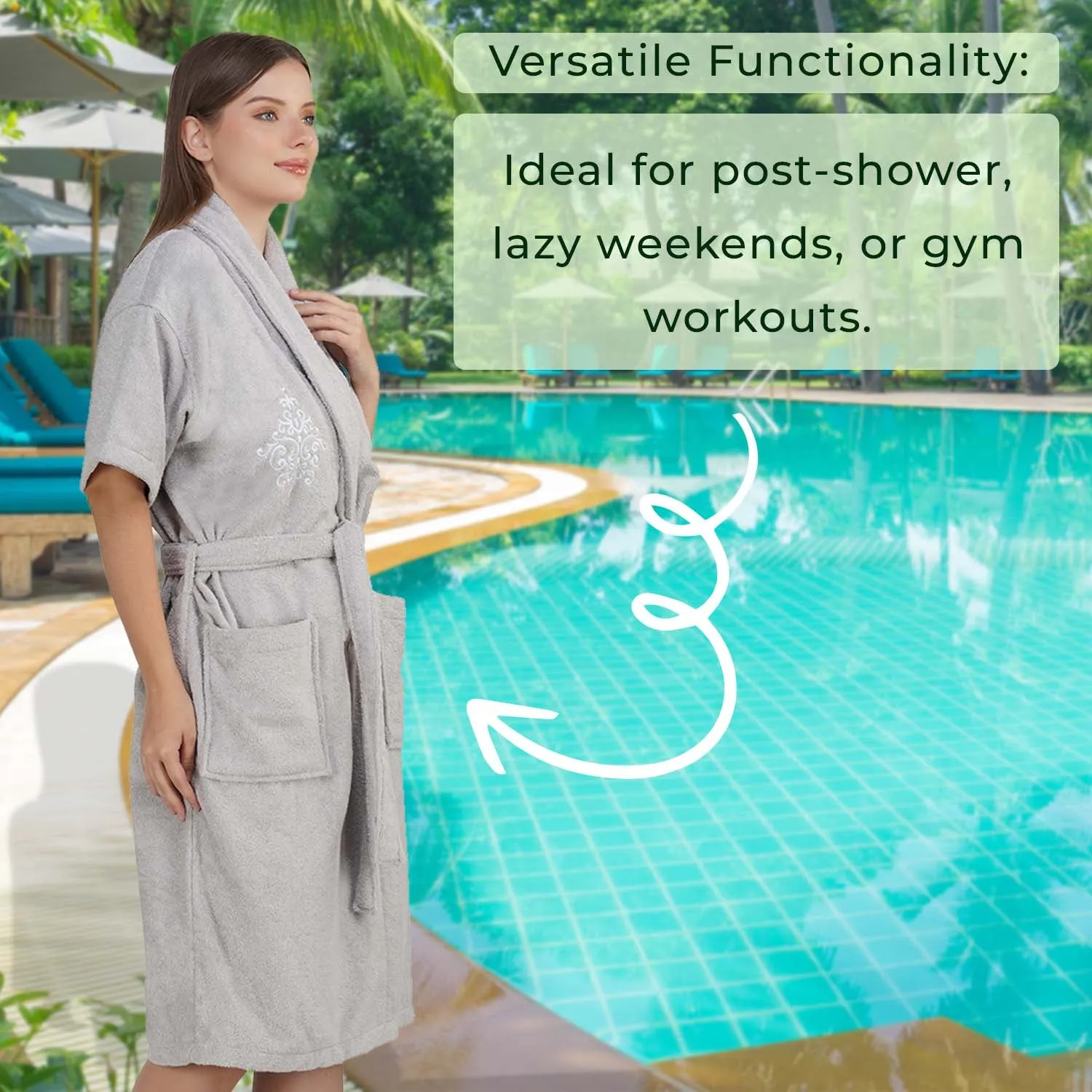 Rangoli Royal Bamboo Bathrobe for Women | Eco-Friendly, Ultra-Soft & Lightweight | 100% Bamboo Fiber | Highly Absorbent, Breathable & Gentle on Skin |