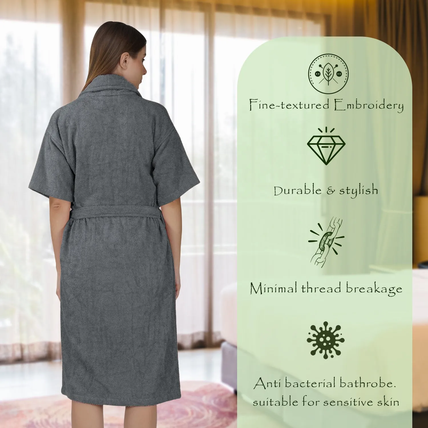 Rangoli Royal Bamboo Bathrobe for Women | Eco-Friendly, Ultra-Soft & Lightweight | 100% Bamboo Fiber | Highly Absorbent, Breathable & Gentle on Skin |