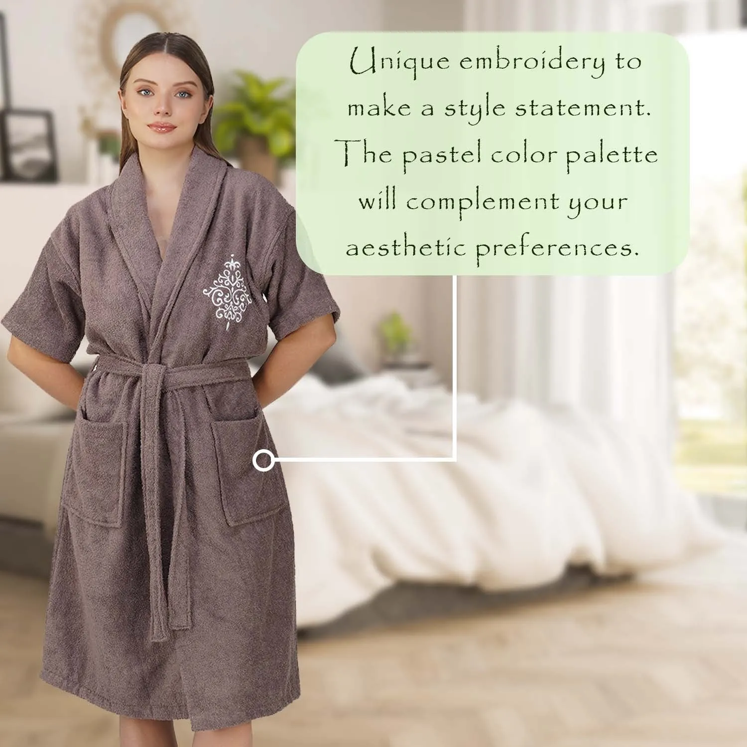 Rangoli Royal Bamboo Bathrobe for Women | Eco-Friendly, Ultra-Soft & Lightweight | 100% Bamboo Fiber | Highly Absorbent, Breathable & Gentle on Skin |
