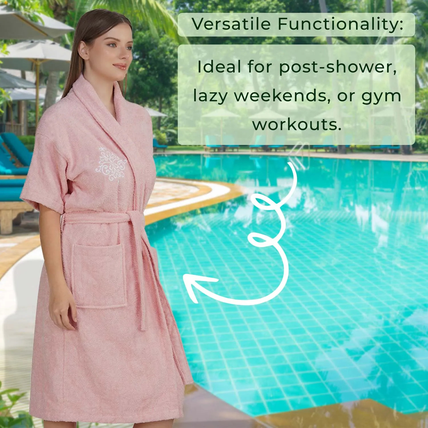 Rangoli Royal Bamboo Bathrobe for Women | Eco-Friendly, Ultra-Soft & Lightweight | 100% Bamboo Fiber | Highly Absorbent, Breathable & Gentle on Skin |