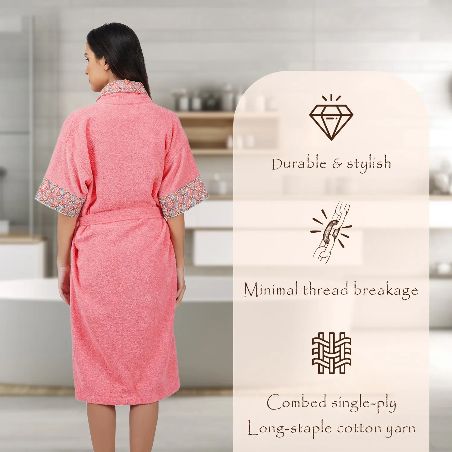 Rangoli Sunshine 500 GSM Cotton Bathrobe For  Women