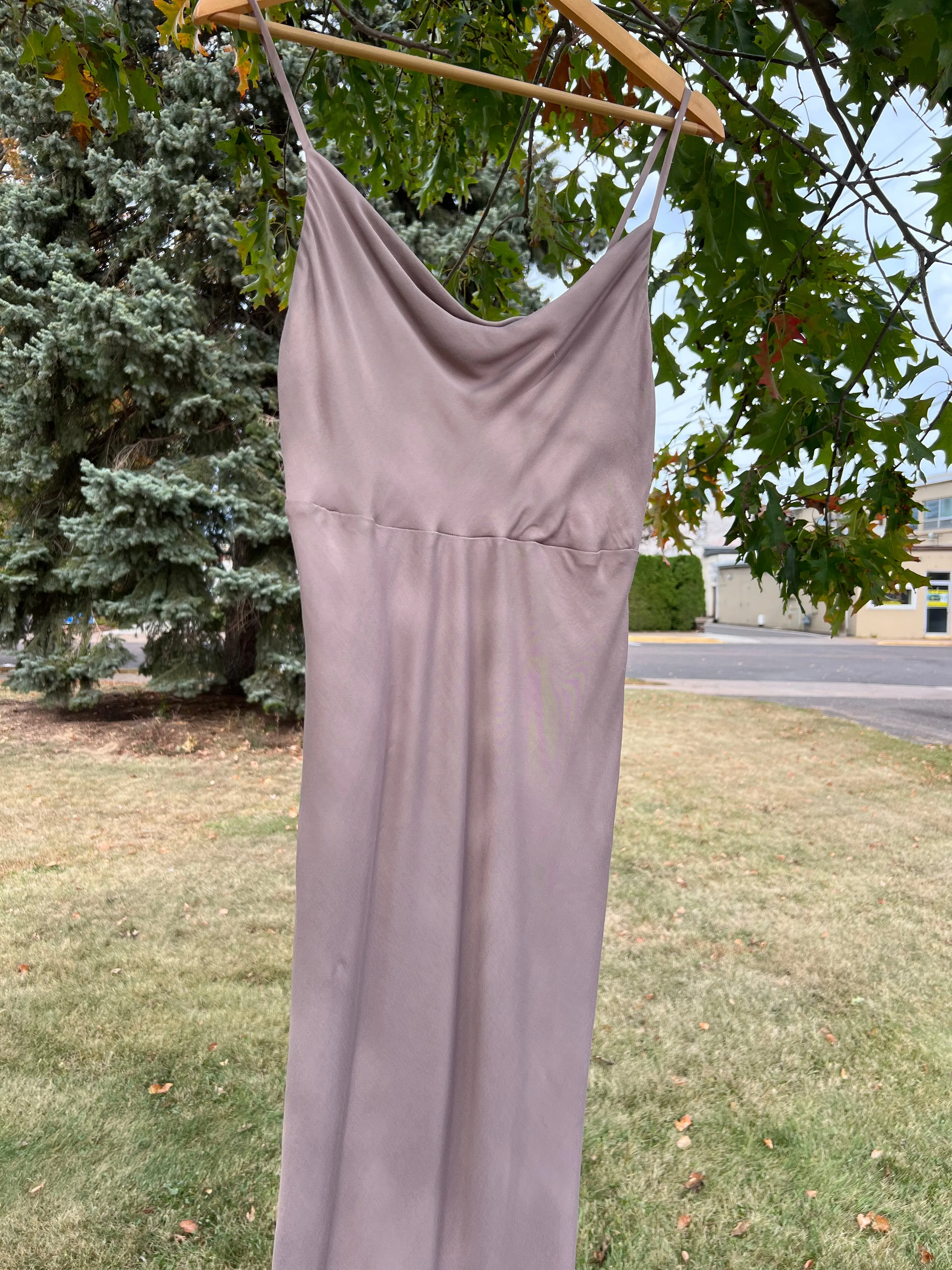 Satin Cowl Neck Slip Dress