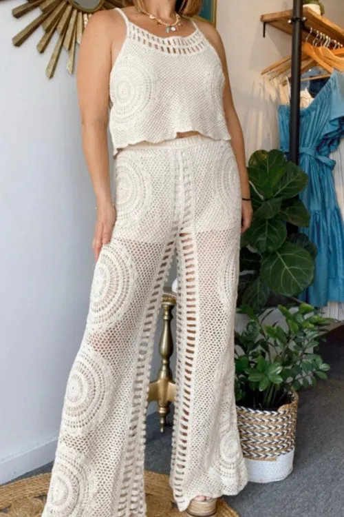 Ses Salines Crochet Straight Leg Mandela Beach Pants
