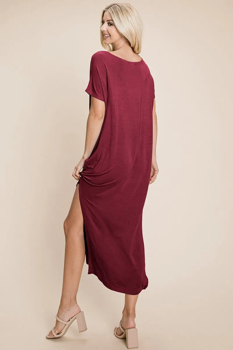 Side Split Maxi Tee Dress