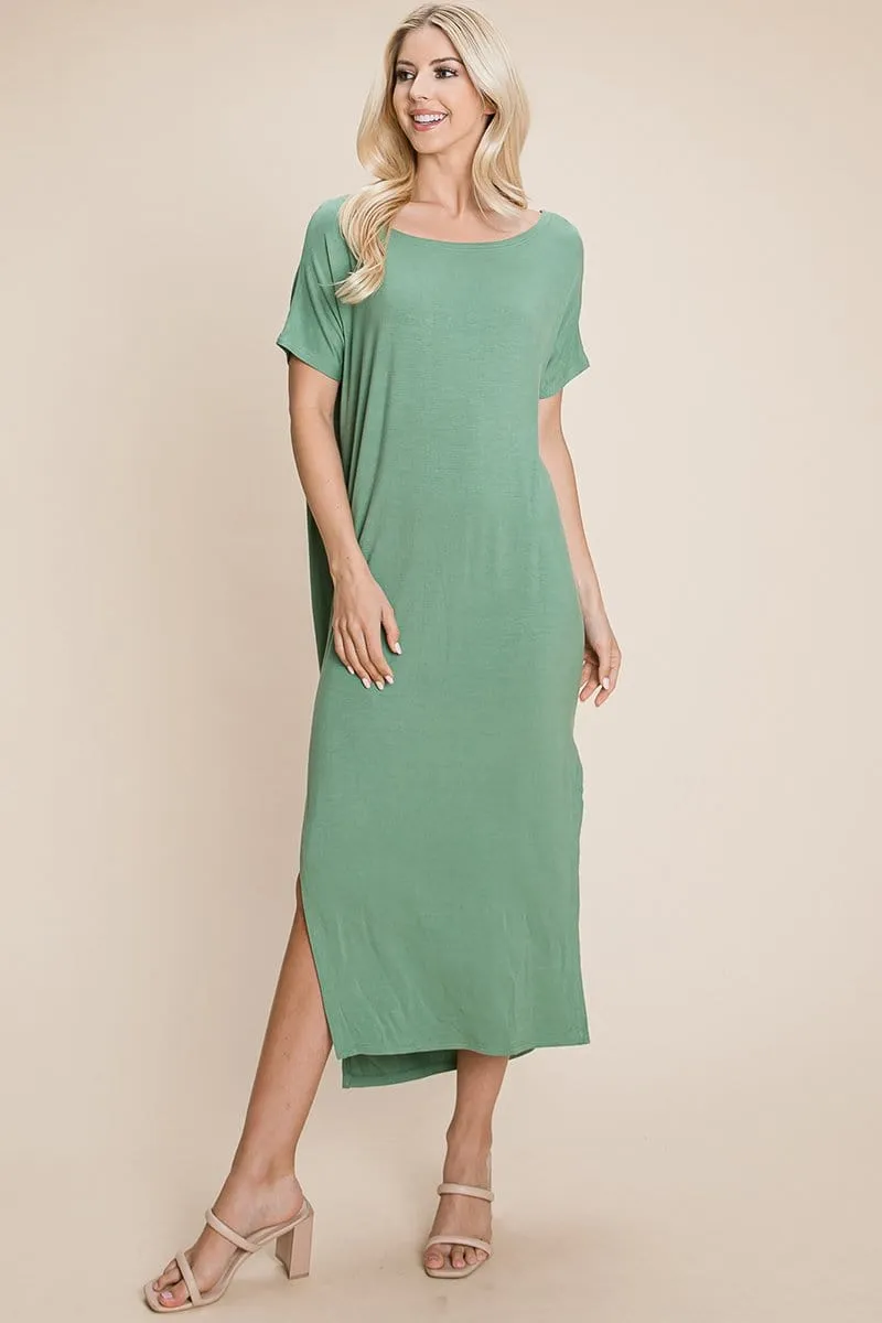 Side Split Maxi Tee Dress