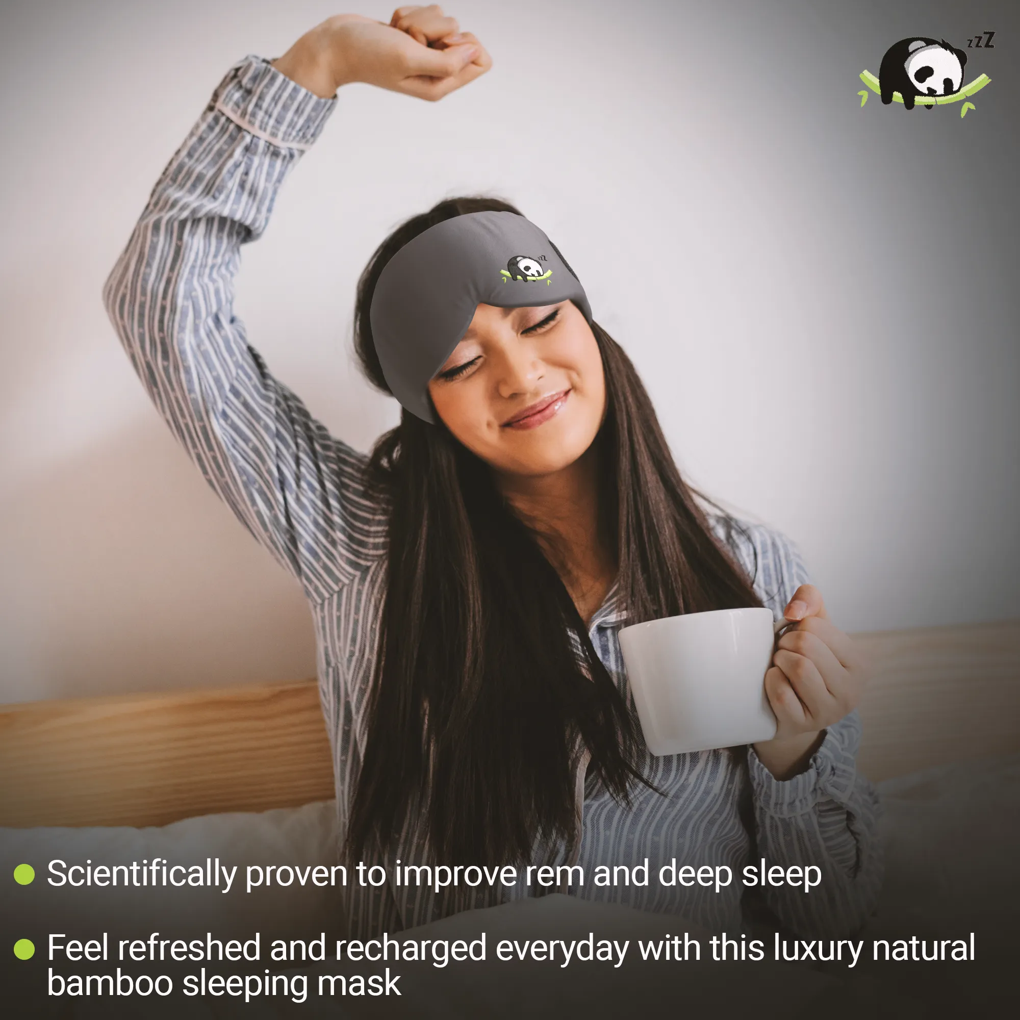 Sleepy Panda Sleep Mask - Luxuriously Soft & Light Breathable Bamboo Fabric - 100% Blackout - Guaranteed Deepest-Possible Rest