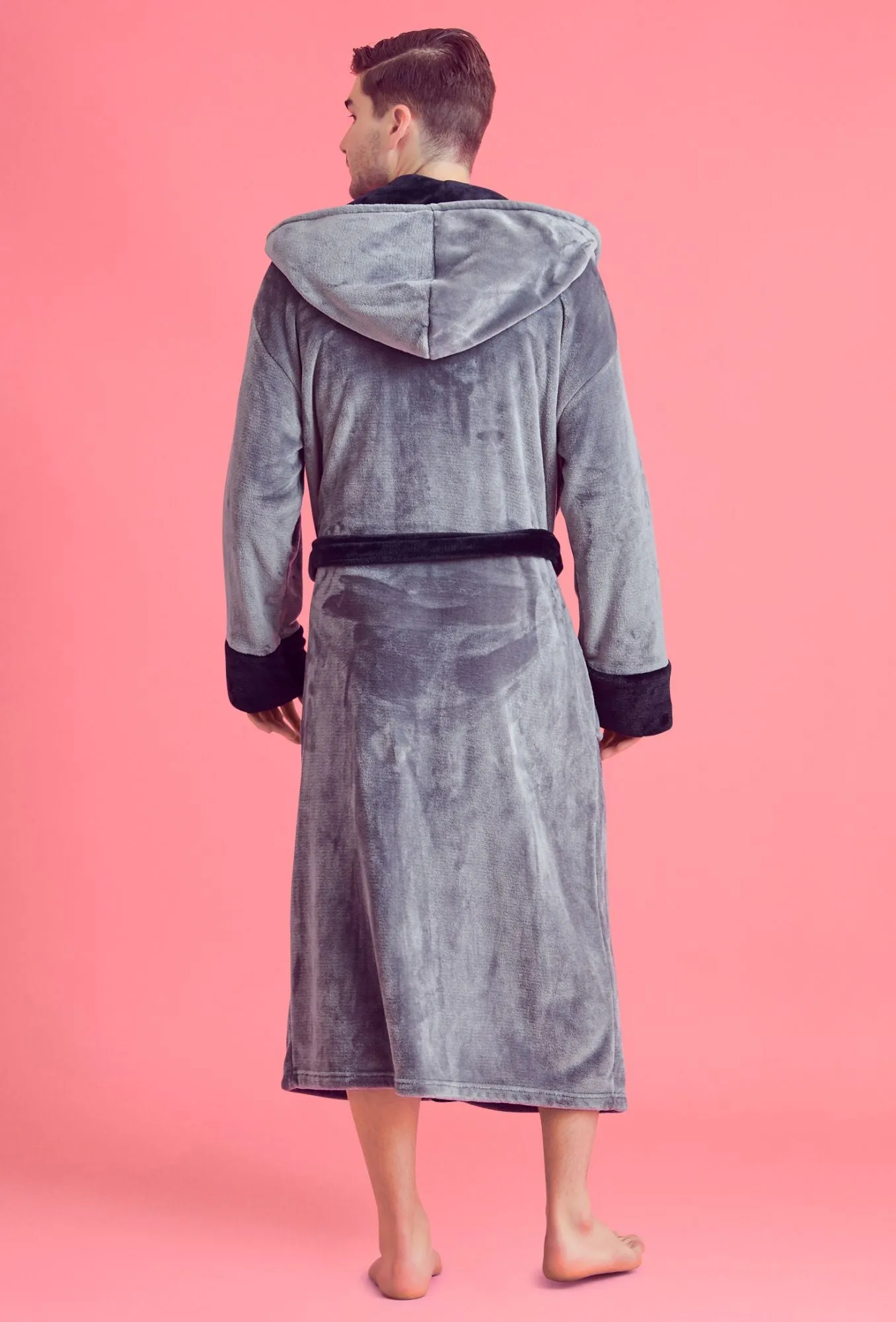 Soft Touch Linen Men?s Bath Robe ? Hooded Shower Robe ? Polyester Full-Length Warm Kimono