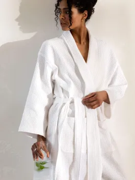 Spa White Waffle Bathrobe