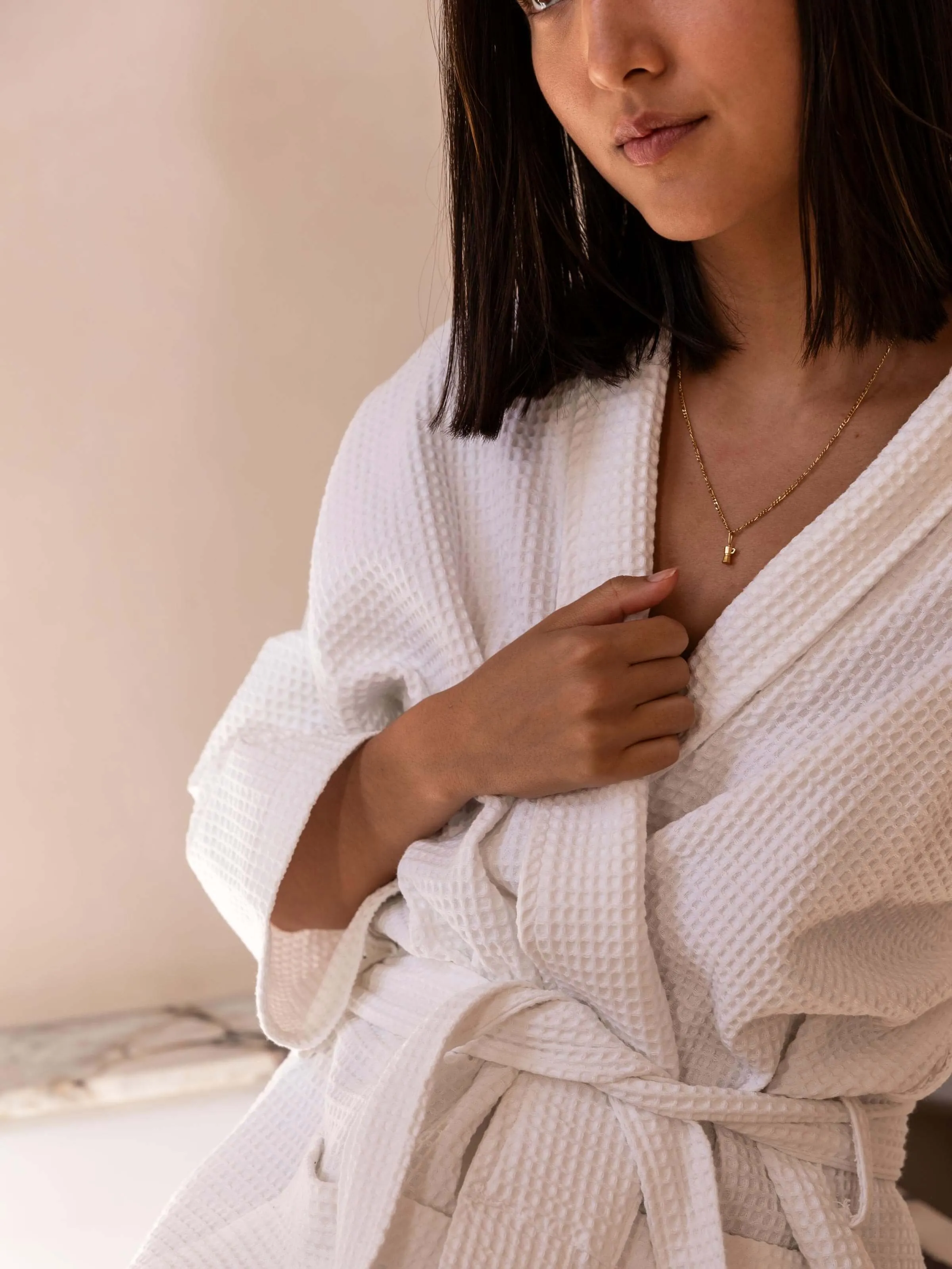 Spa White Waffle Bathrobe