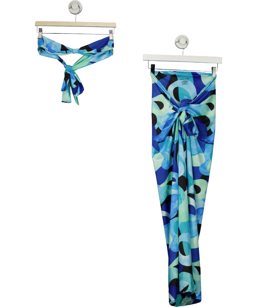 Sweat Szn Blue Swim Sarong With Tie UK S/M