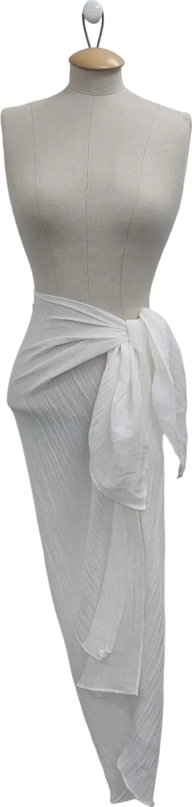 The Summer Edit White Sophia Crinkle Linen Sarong One Size