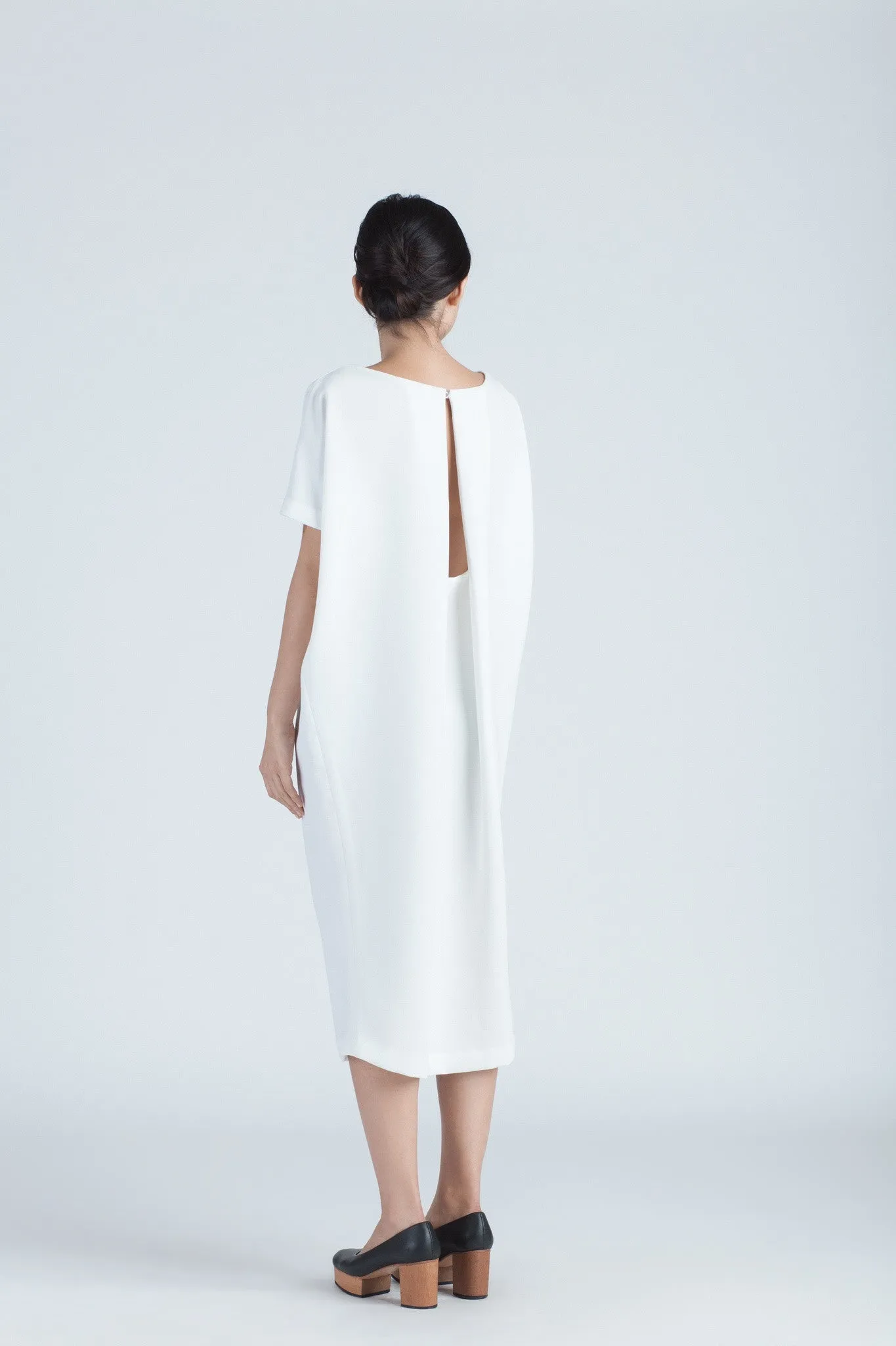 Triangle Midi Dolman Open Back Dress - White