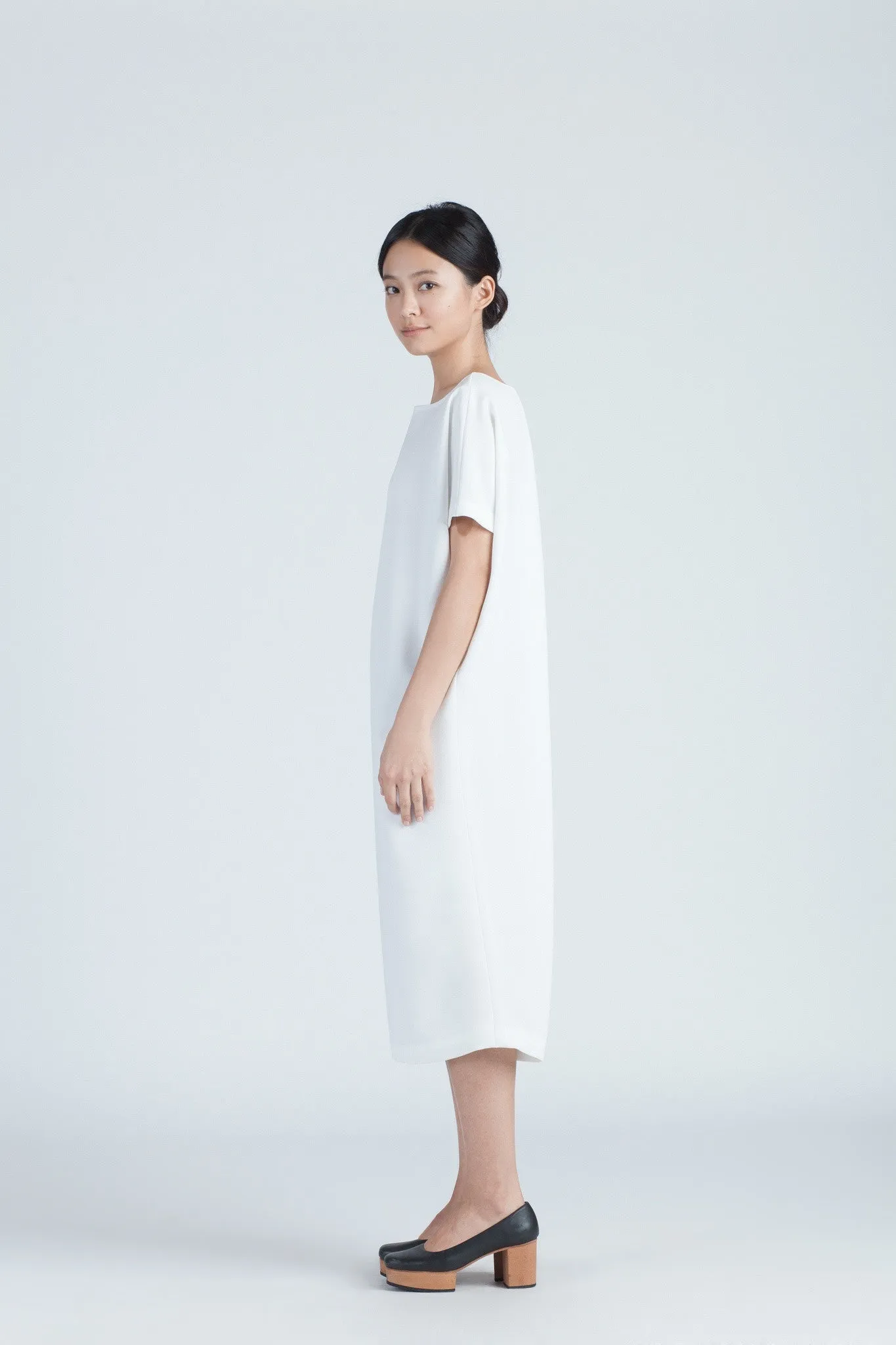 Triangle Midi Dolman Open Back Dress - White