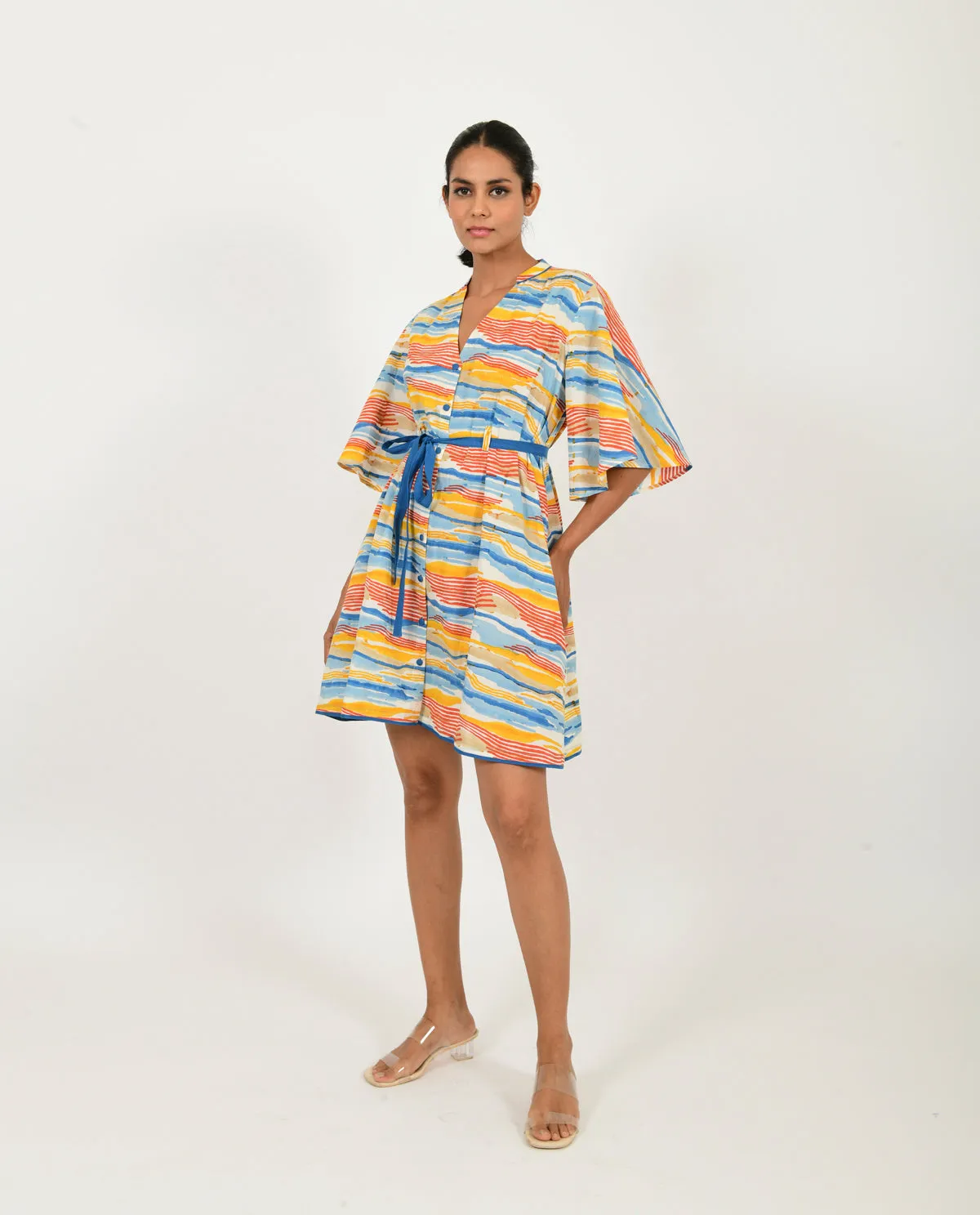 WAVE TIE UP DRESS ORGANIC COTTON
