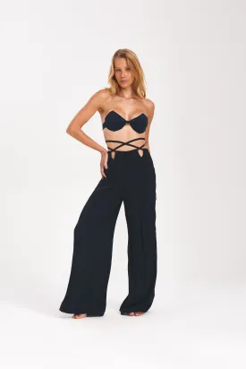 Wide Leg Beach Pants Black
