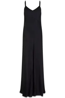 Winnie Slip Satin Dress, Black